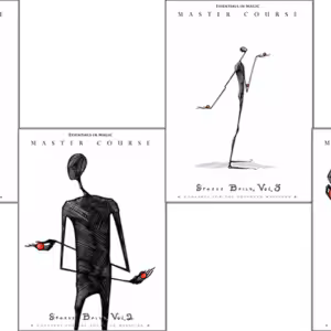 Stylized black and white magician sketches promoting advanced magic tutorials.