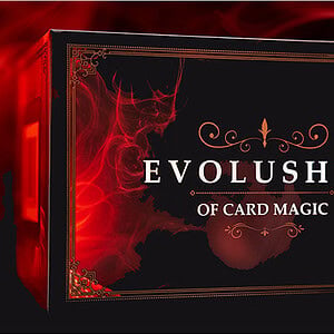 Evolushin of Card Magic box with red and black design elements.