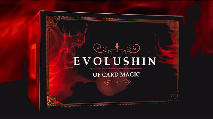 Evolushin of Card Magic box with red and black design elements.