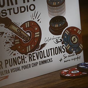 Poker chips and a promotional poster for Sucker Punch Revolutions at Dreamlandmagic.