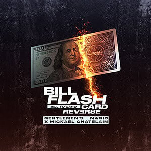 A stunning visual of a dollar bill splitting in half with fiery effects, highlighting magic and illu.