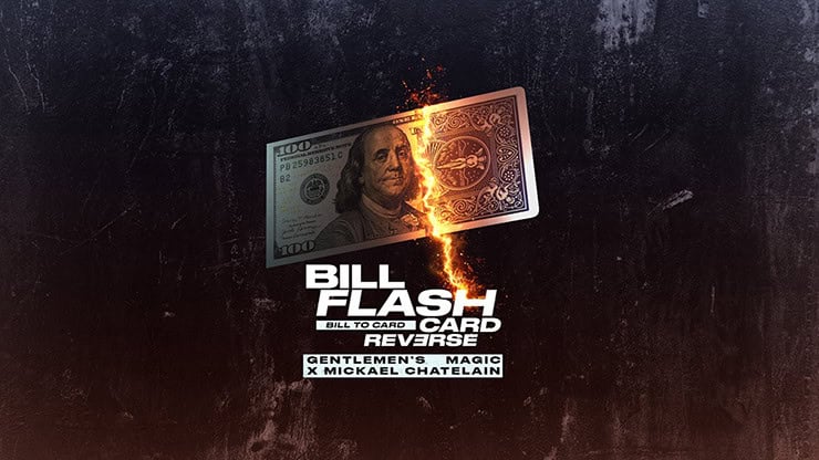 A stunning visual of a dollar bill splitting in half with fiery effects, highlighting magic and illu.