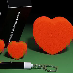 Bright orange heart-shaped magic props for Holy Light illusion by Iarvel Magic.