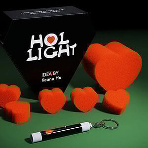 Bright red heart-shaped magic props with a magic wand, inspired by 