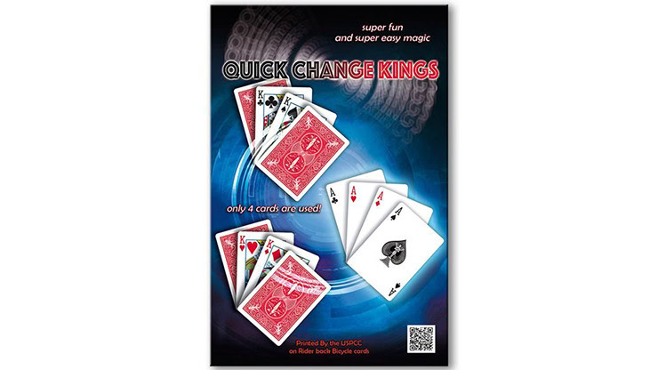 Quick Change Kings magic card trick with red and white playing cards.