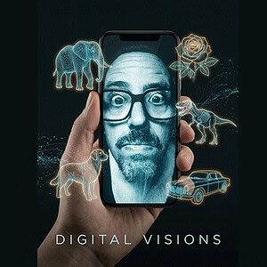 Digital visions magic show with holographic animal and car illusions.