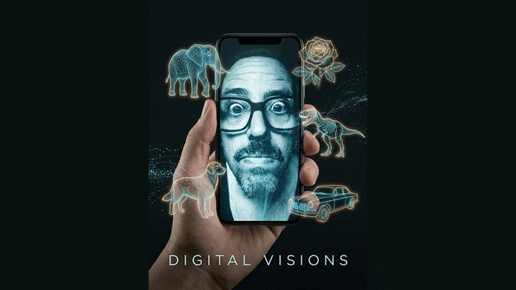 Digital visions magic show with holographic animal and car illusions.