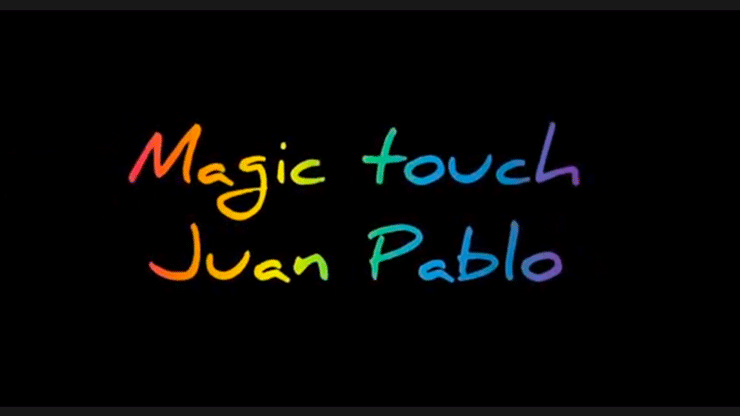 Colorful text reading 'Magic touch Juan Pablo' on a black background.