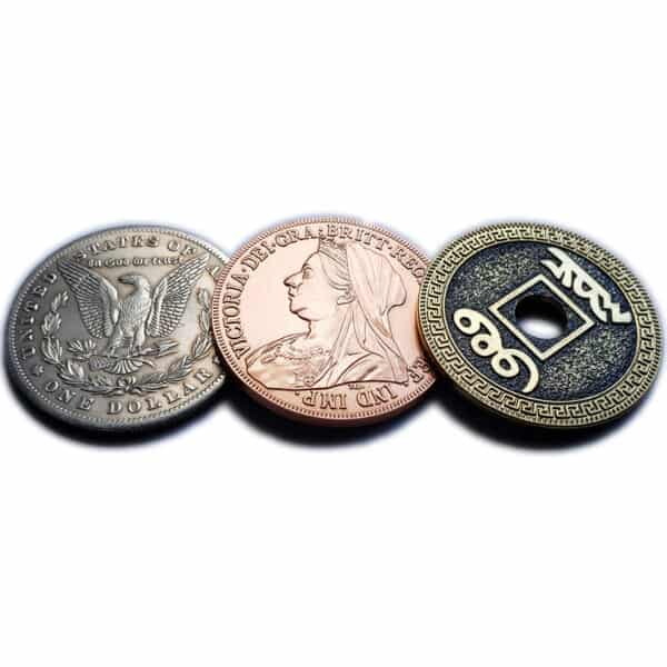 Copper Silver Brass Trick (Morgan Dollar, Queen Victoria, and Chinese Coin) - Image 2