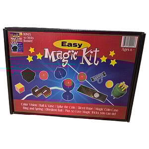 Children's magic kit with colorful tricks for ages 6+.