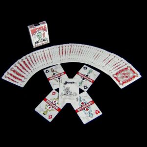 Zombie playing cards spread out.